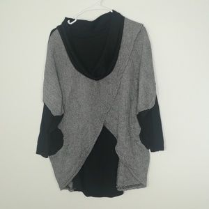 Black Gray Batwing Top